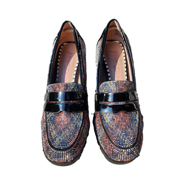 Betsey Johnson Adison Rhinestone Faux Patent Leather Loafers 7 - Picture 4 of 10